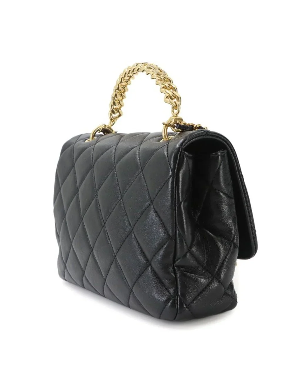 Chanel Quilted 2-Way Bag Leather Black Gold Bag